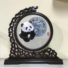 新款青花瓷盘单熊猫